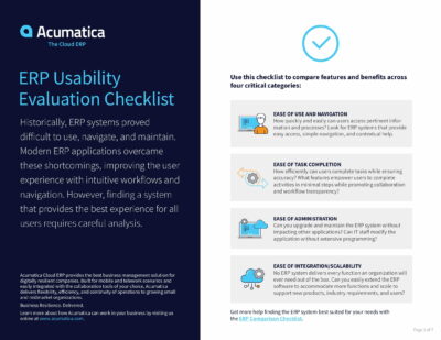 Determining ERP Usability is Easy with a Comprehensive Evaluation Checklist